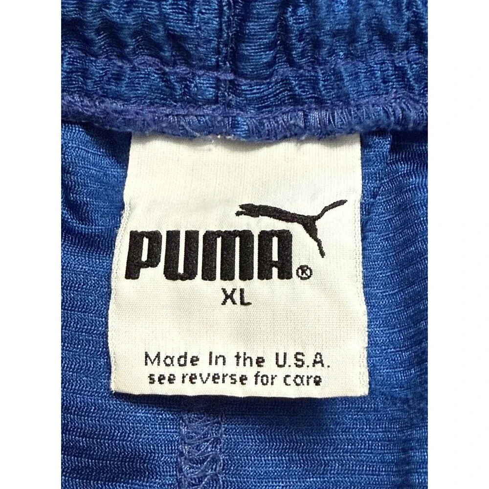🔥 RARE PUMA Vintage Shiny Silky Dazzle Basketball Running Shorts Blue XL USA!